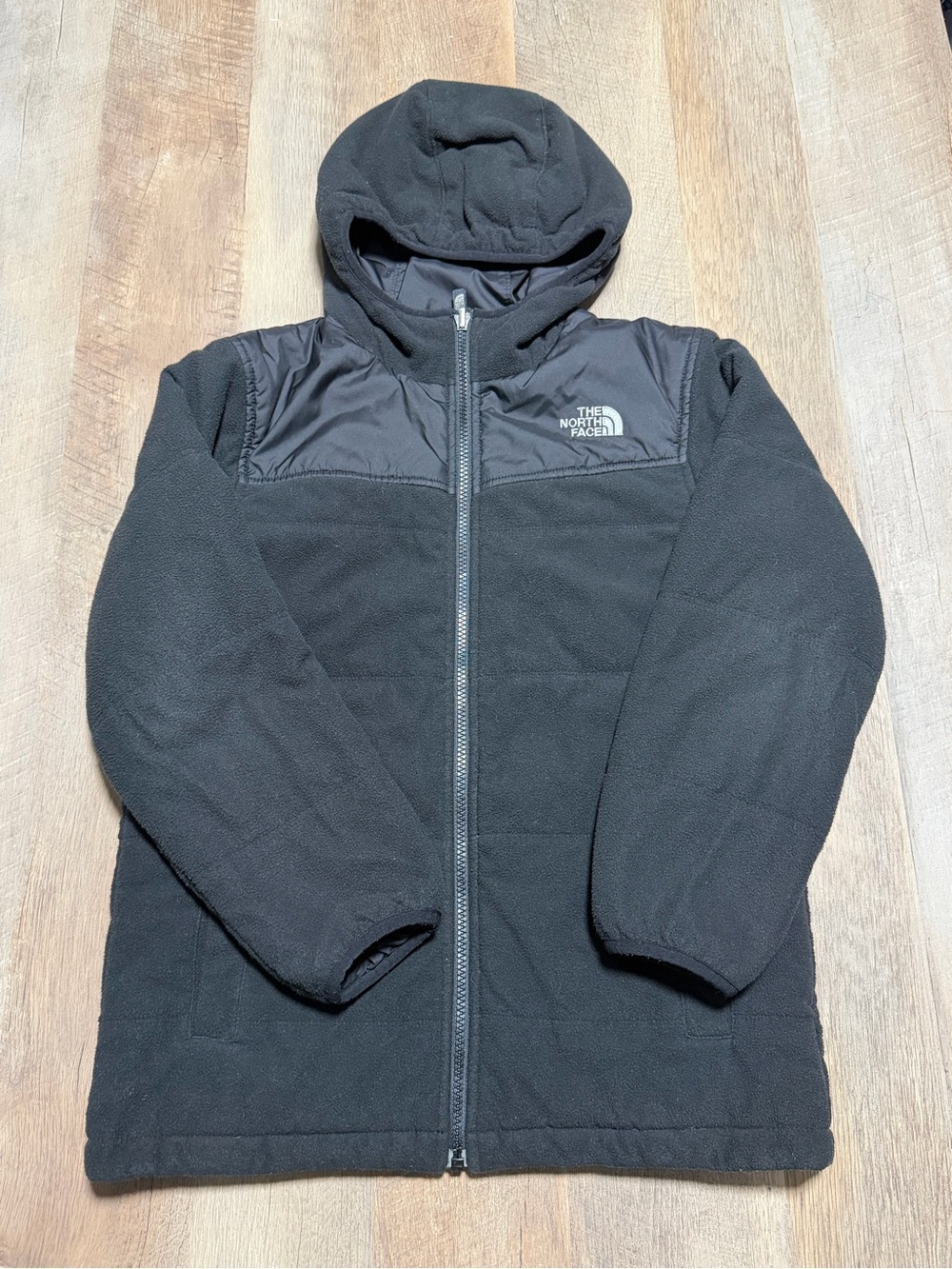 The North Face Boy/Girl Black Fleece Full Zip Hooded Jacket Size M 10/12